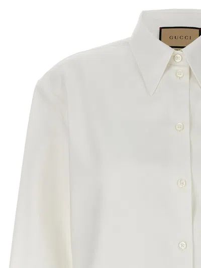 Gucci Pointed Collar Long Sleeve Shirt With Clean Design In White