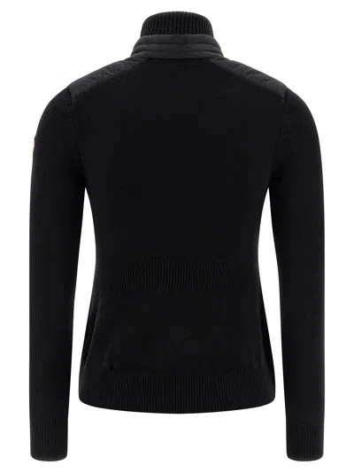 Moncler Quilted Cardigan Featuring Ribbed Collar And Cuffs In Black