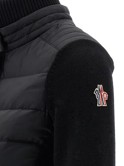 Moncler Quilted Cardigan Featuring Ribbed Collar And Cuffs In Black