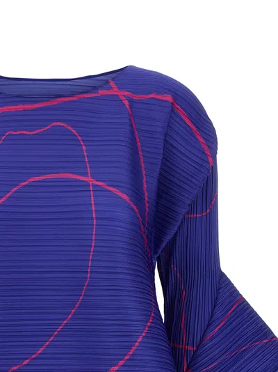 Issey Miyake Abstract Pattern Knee-length Dress With Wide Sleeves In Blue