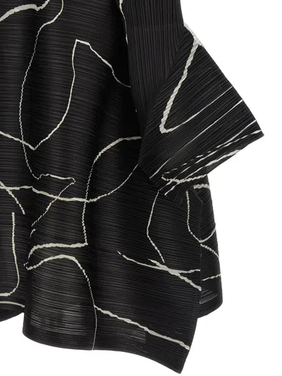 Issey Miyake Abstract Pattern Dress Bell Sleeves In Black