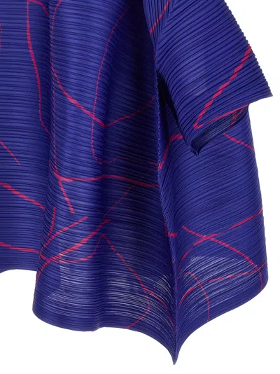 Issey Miyake Abstract Pattern Knee-length Dress With Wide Sleeves In Blue