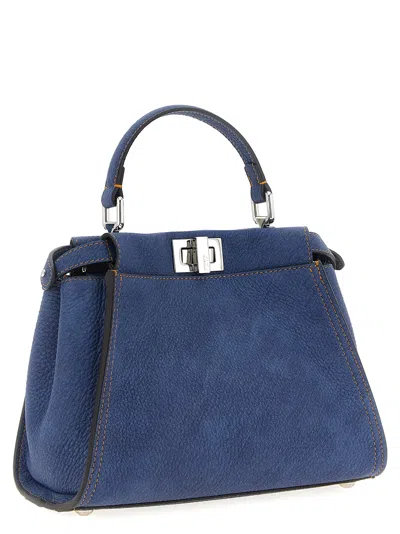 Fendi Pekaboo Soft Mini Hand Bags Light Blue In Blue