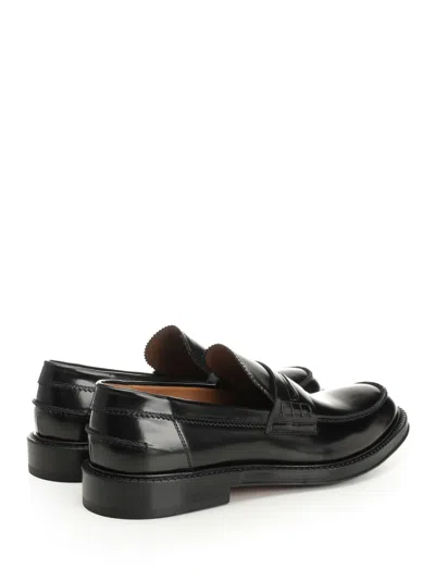 Corvari Penny Shoes Pelle Spazzolata Loafers Black In Black