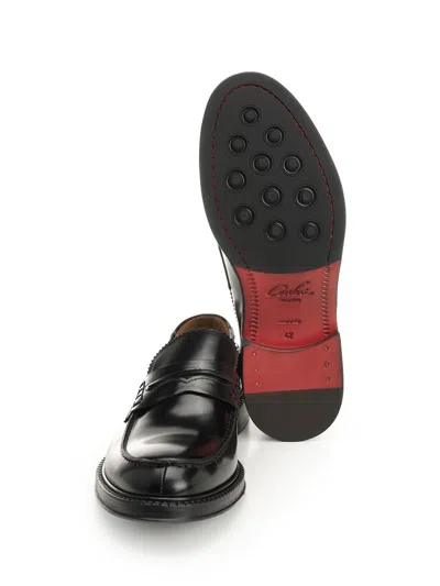 Corvari Penny Shoes Pelle Spazzolata Loafers Black In Black