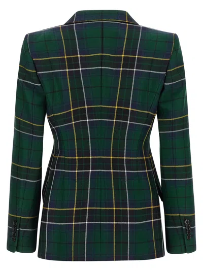 Alexander Mcqueen Pointed Shoulder Blazer Blazers Green In Black