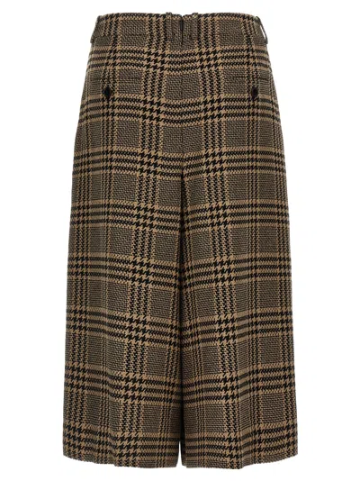 Saint Laurent Prince Of Wales Skirt Pants Multicolor In Brown