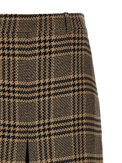 Saint Laurent Prince Of Wales Skirt Pants Multicolor In Brown