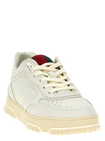 Gucci Men Re-web Leather Sneakers In White