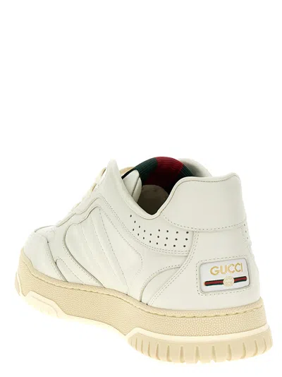 Gucci Men Re-web Leather Sneakers In White