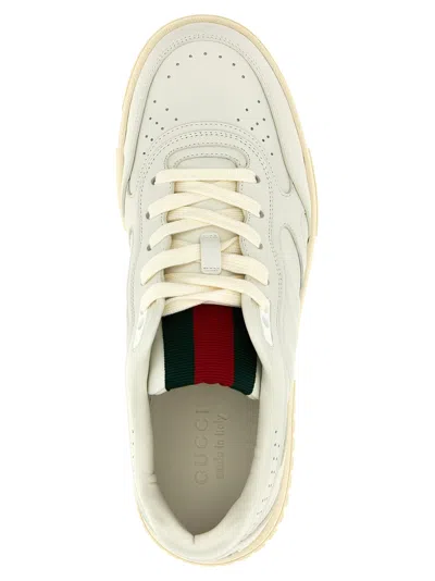 Gucci Men Re-web Leather Sneakers In White