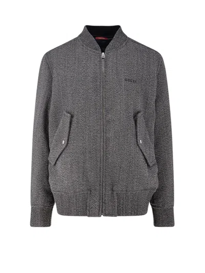 Gucci Men Reversible Wool And Nylon Jacket In Gray