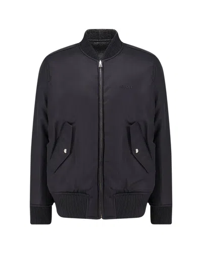Gucci Men Reversible Wool And Nylon Jacket In Gray