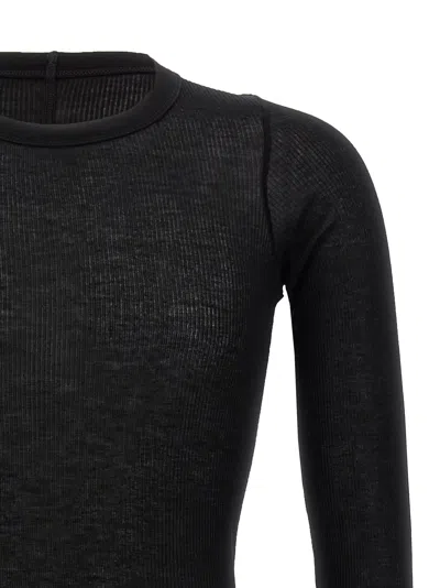 Rick Owens Rib Ls T T-shirt Black In Black