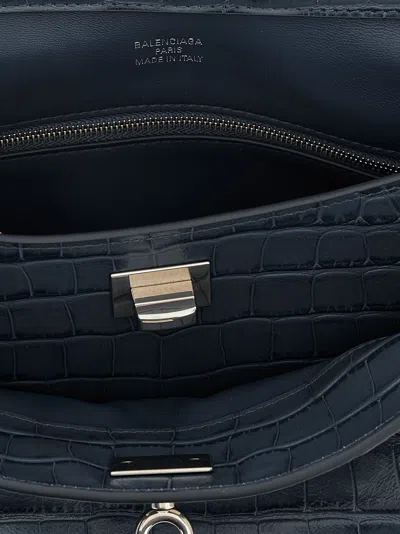 Balenciaga Women Air Force Blue Leather Small Rodeo Handbag In Blue