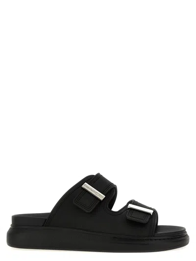 Alexander Mcqueen Black Rubber Sandals In Black