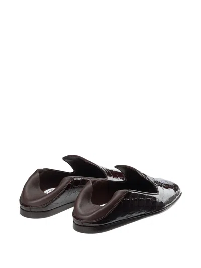Jimmy Choo Elliot Croc-embossed Leather Slippers In Burgundy