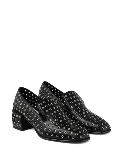 Jimmy Choo 45mm Elliot Grommet Leather Loafers In Black