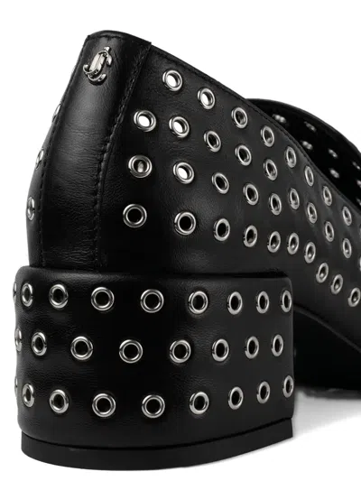 Jimmy Choo 45mm Elliot Grommet Leather Loafers In Black