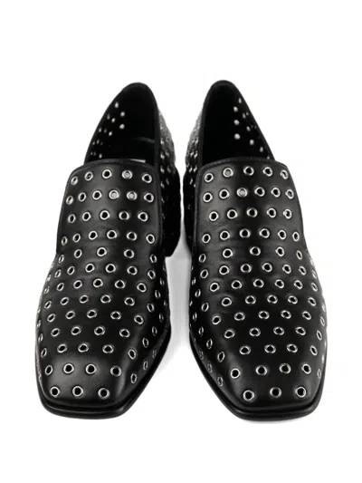 Jimmy Choo 45mm Elliot Grommet Leather Loafers In Black