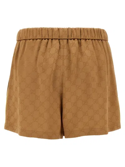 Gucci Satin Shorts Gg Bermuda And Short Brown In Multi