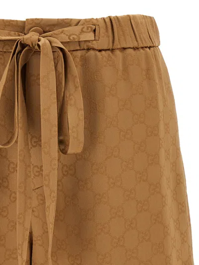 Gucci Satin Shorts Gg Bermuda And Short Brown In Multi