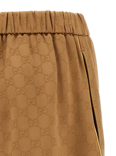 Gucci Satin Shorts Gg Bermuda And Short Brown In Multi