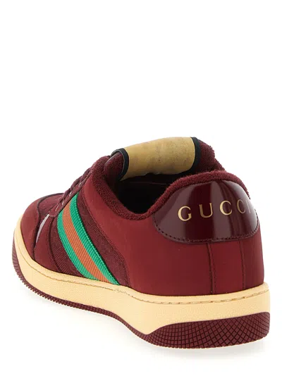 Gucci Sneakers With Round Toe And Contrast Sole In Burgundy
