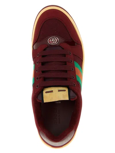 Gucci Sneakers With Round Toe And Contrast Sole In Burgundy