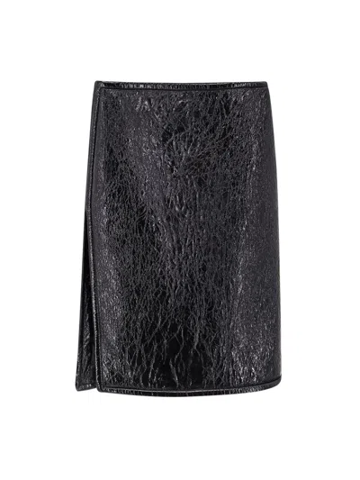 Gucci Shiny Leather And Neoprene Skirt In Multi
