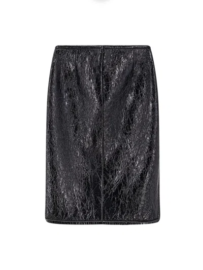 Gucci Shiny Leather And Neoprene Skirt In Multi