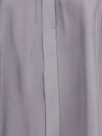 Forte Forte High Neck Long Sleeve Pleated Top In Gray