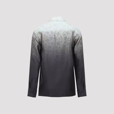 Jil Sander Floral Long Sleeve Shirt With Spread Collar In Gray
