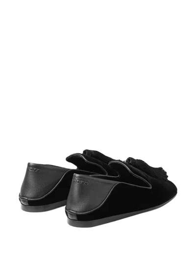 Jimmy Choo Eliot Velvet Tassel Ballet Flats In Black