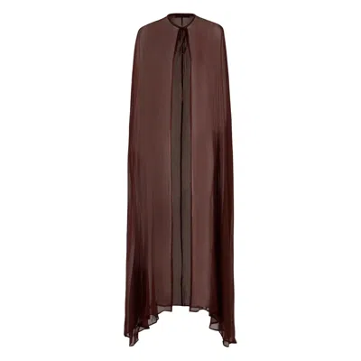 Raquel Diniz Flowing Silk Cape A-line Hem In Brown