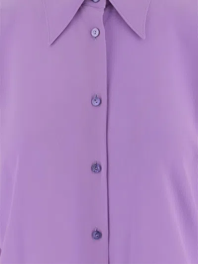Gucci Long Sleeve Silk Shirt With Pointed Collar In Purple