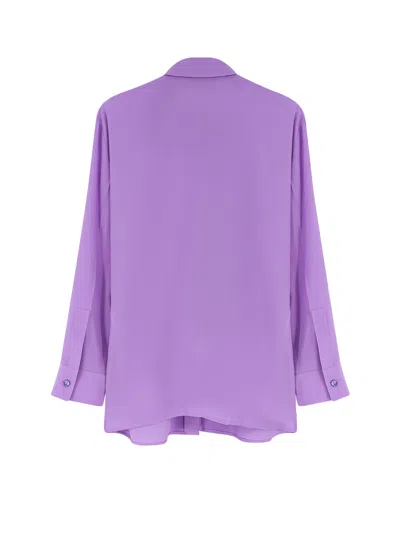 Gucci Long Sleeve Silk Shirt With Pointed Collar In Multi