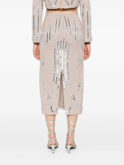 Forte Forte Midi Skirt With Geometric Pattern And Embellishments In Pink