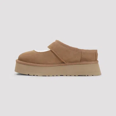Ugg Suede Slippers With Plush Mutton Lining In Brown