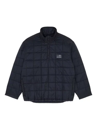 Mm6 Maison Margiela Quilted Jacket With High Collar And Cuffs In Blue