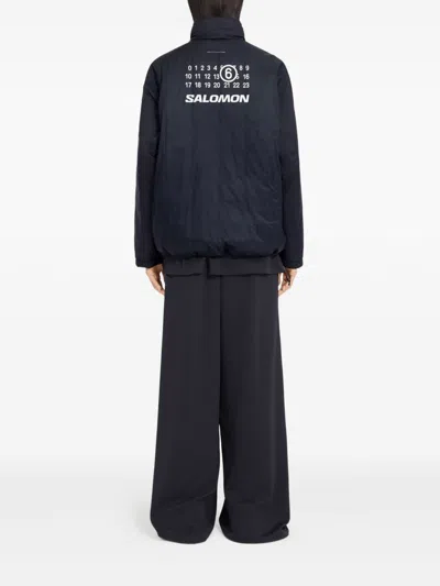 Mm6 Maison Margiela Quilted Jacket With High Collar And Cuffs In Blue