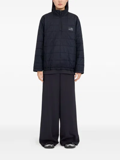 Mm6 Maison Margiela Quilted Jacket With High Collar And Cuffs In Blue