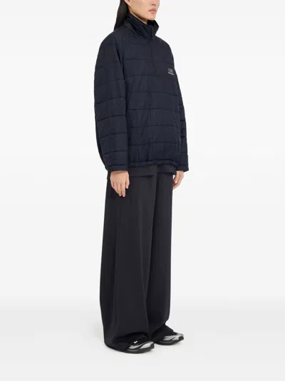 Mm6 Maison Margiela Quilted Jacket With High Collar And Cuffs In Blue