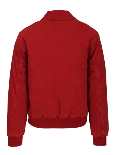 Carhartt Collared Jacket With Ribbed Cuffs And Hem In Red