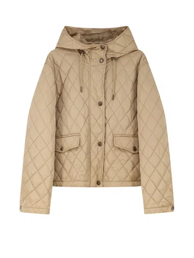 Burberry Cropped Quilted Hooded Jacket In Brown