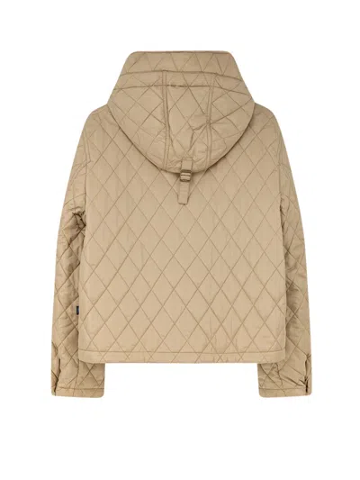 Burberry Cropped Quilted Hooded Jacket In Brown