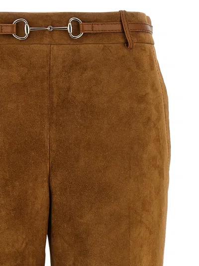 Gucci Soft Texture Trousers Featuring Belt Loops In Brown
