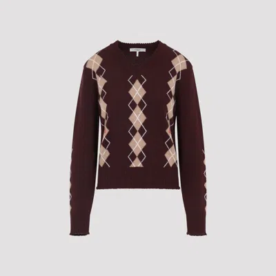 Chloé Wool And Cashmere V-neck Sweater Knitwear Bordeaux In Brown