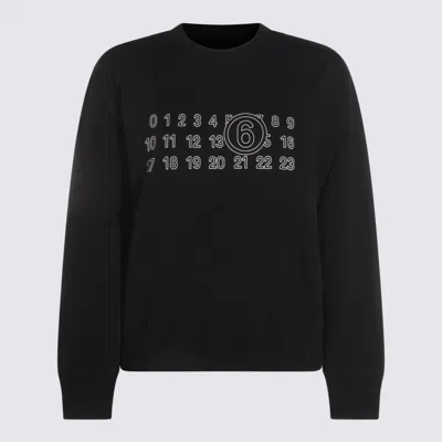 Mm6 Maison Margiela Knitwear Crew Neck Graphic Print Sweatshirt In Black