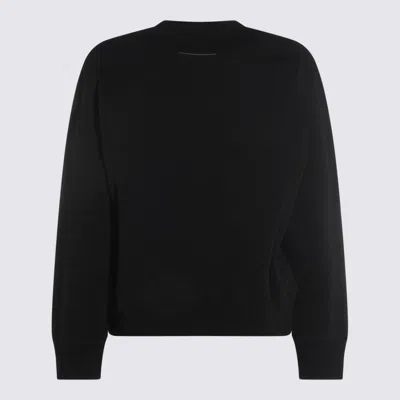 Mm6 Maison Margiela Knitwear Crew Neck Graphic Print Sweatshirt In Black